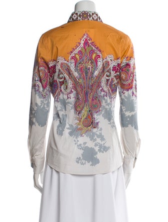Etro Printed Long Sleeve Button-Up Top