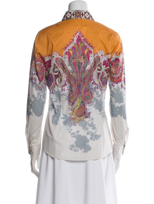 Etro Printed Long Sleeve Button-Up Top