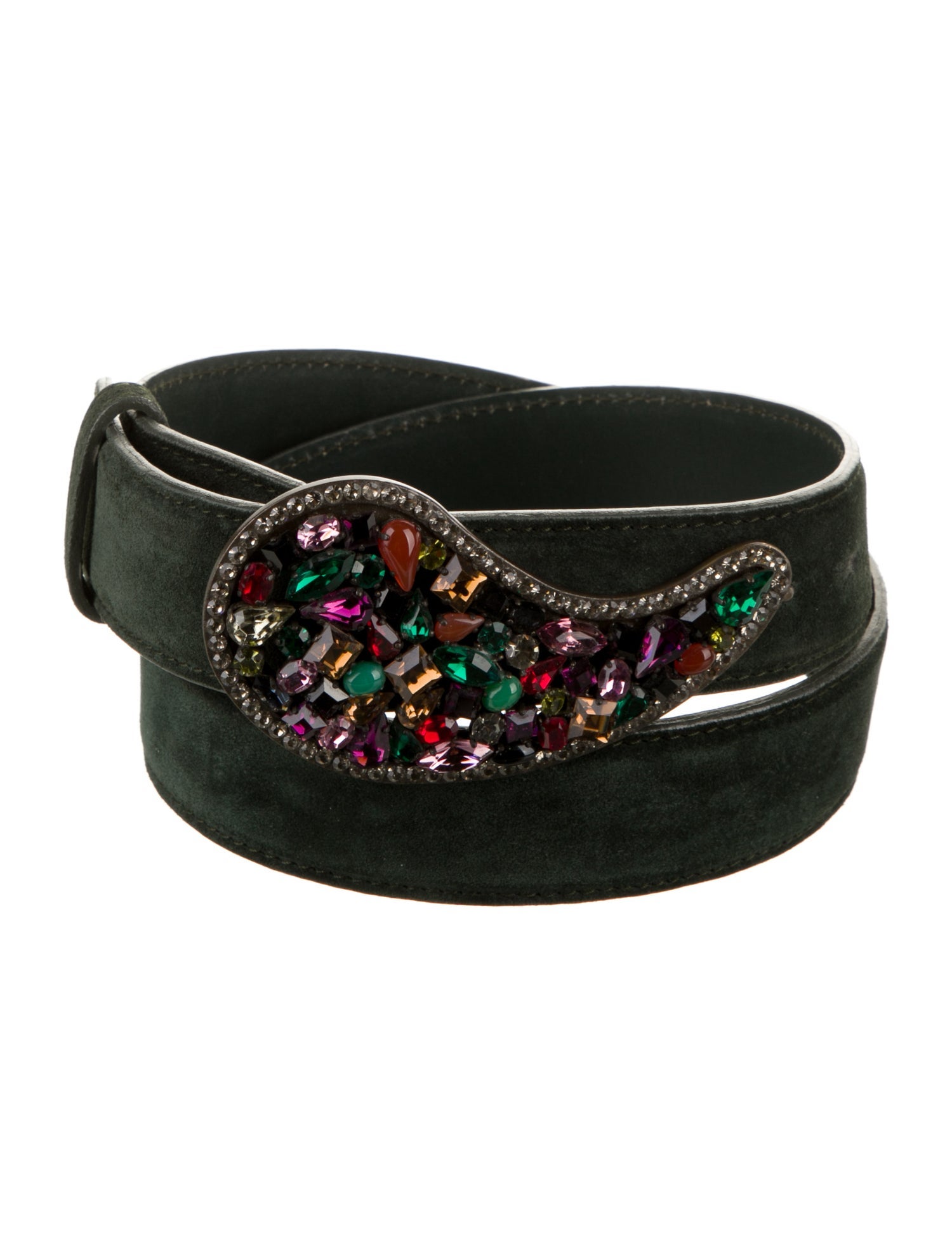 Etro Leather Crystal Embellishments Belt