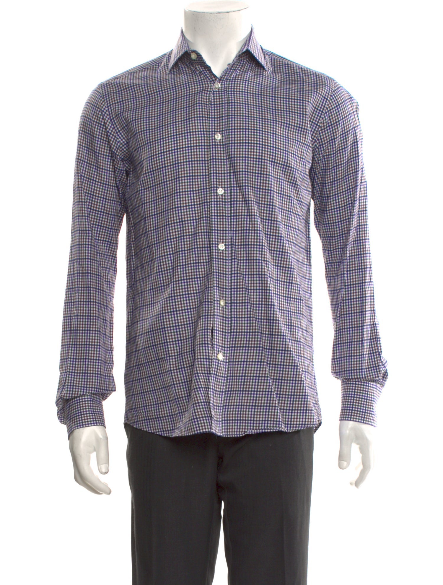 Etro Plaid Print Long Sleeve Shirt