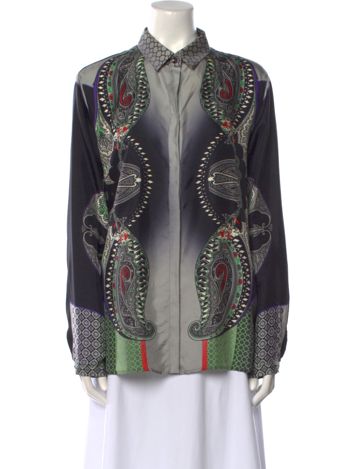 Etro Silk Paisley Print Button-Up Top