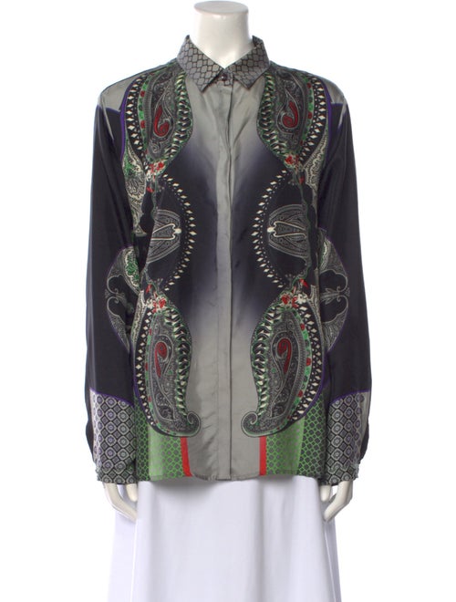 Etro Silk Paisley Print Button-Up Top