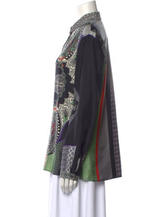 Etro Silk Paisley Print Button-Up Top