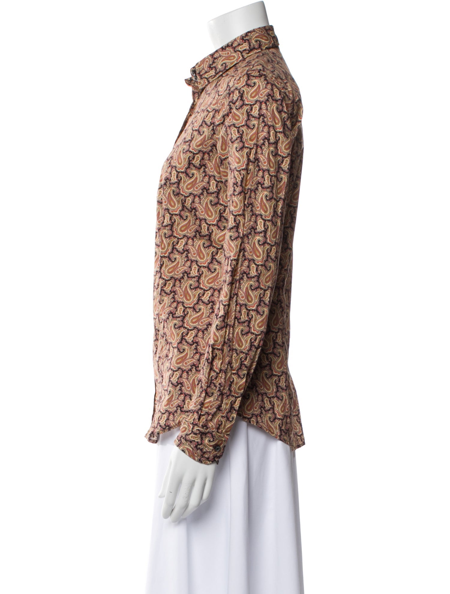 Etro Printed Long Sleeve Button-Up Top