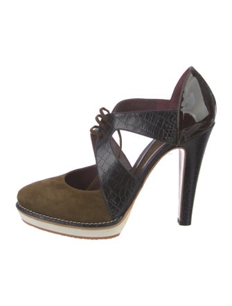 Etro Suede Animal Print D'Orsay Pumps