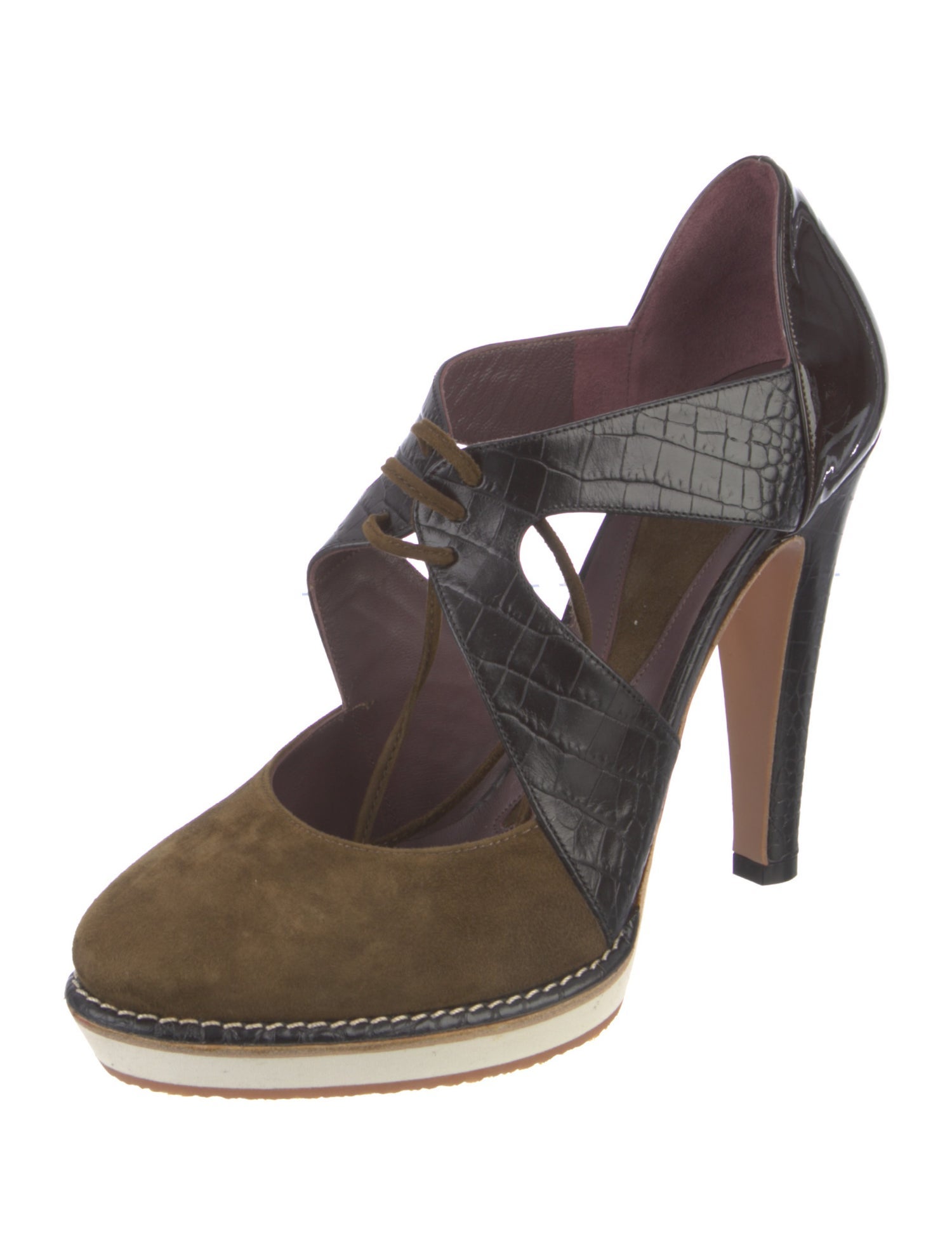 Etro Suede Animal Print D'Orsay Pumps