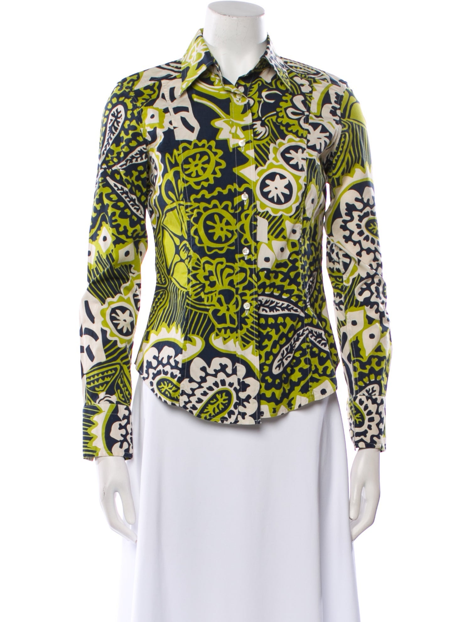 Etro Printed Long Sleeve Button-Up Top
