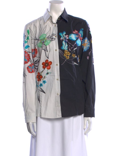 Etro Floral Print Long Sleeve Button-Up Top