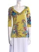Etro Floral Print V-Neck Blouse