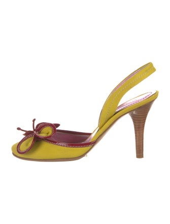 Etro Colorblock Pattern Leather Trim Embellishment Slingback Pumps