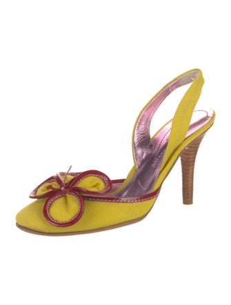 Etro Colorblock Pattern Leather Trim Embellishment Slingback Pumps