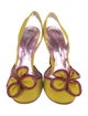 Etro Colorblock Pattern Leather Trim Embellishment Slingback Pumps