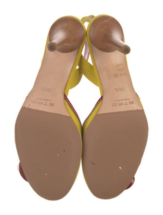 Etro Colorblock Pattern Leather Trim Embellishment Slingback Pumps