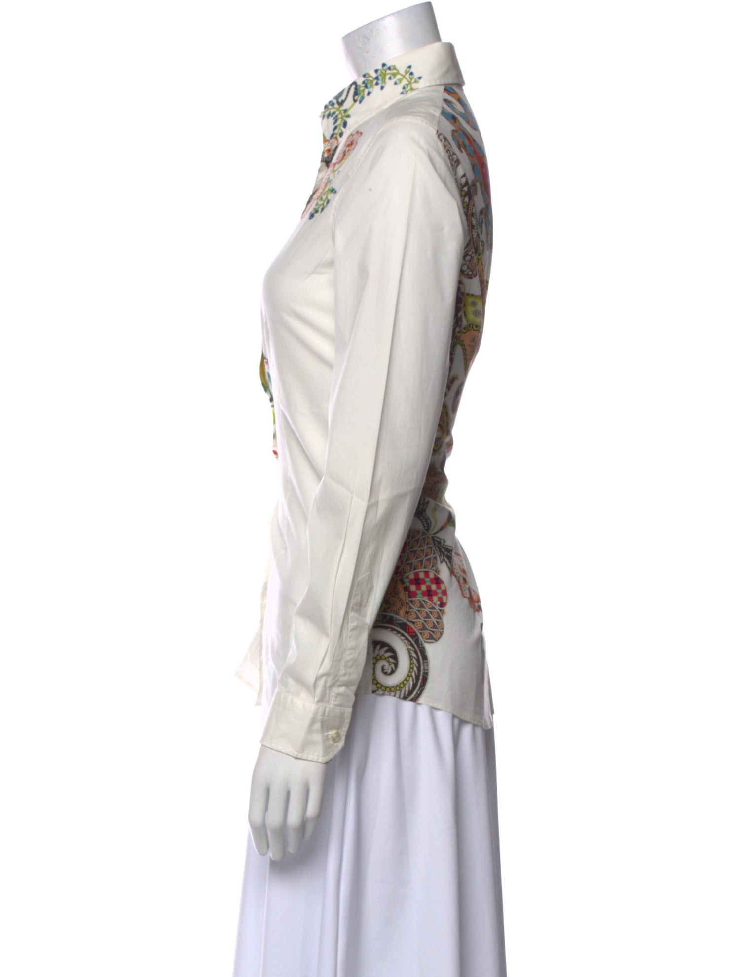 Etro Printed Long Sleeve Button-Up Top