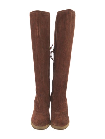 Etro Suede Paisley Print Boots