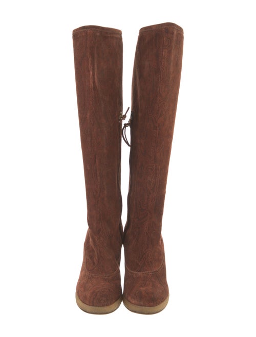 Etro Suede Paisley Print Boots
