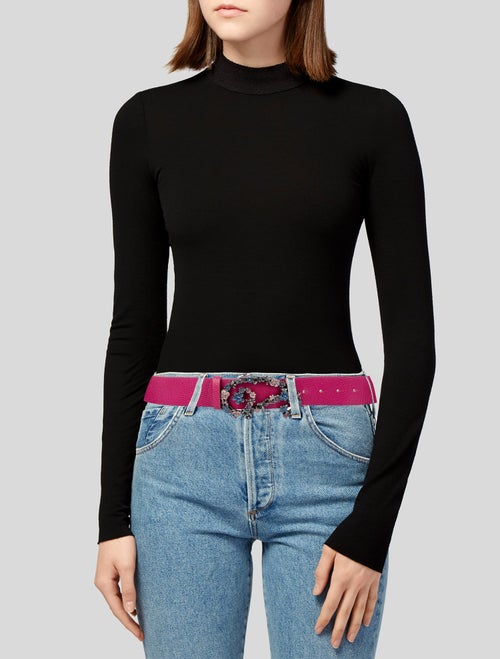 Etro Leather Crystal Embellishments Belt