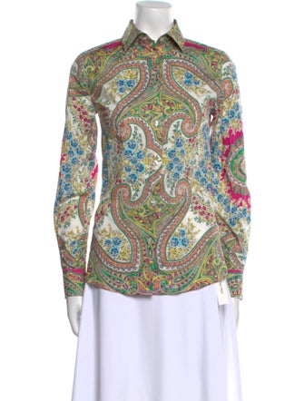 Etro Paisley Print Long Sleeve Button-Up Top