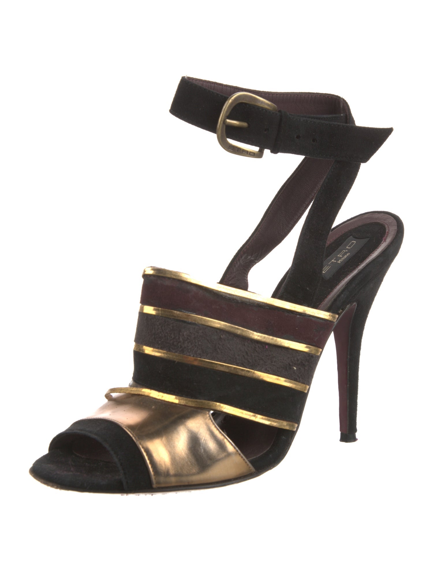 Etro Suede Striped Slingback Sandals