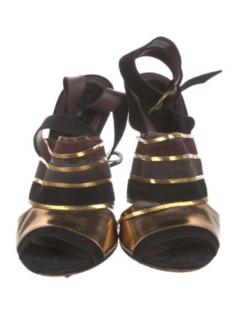 Etro Suede Striped Slingback Sandals