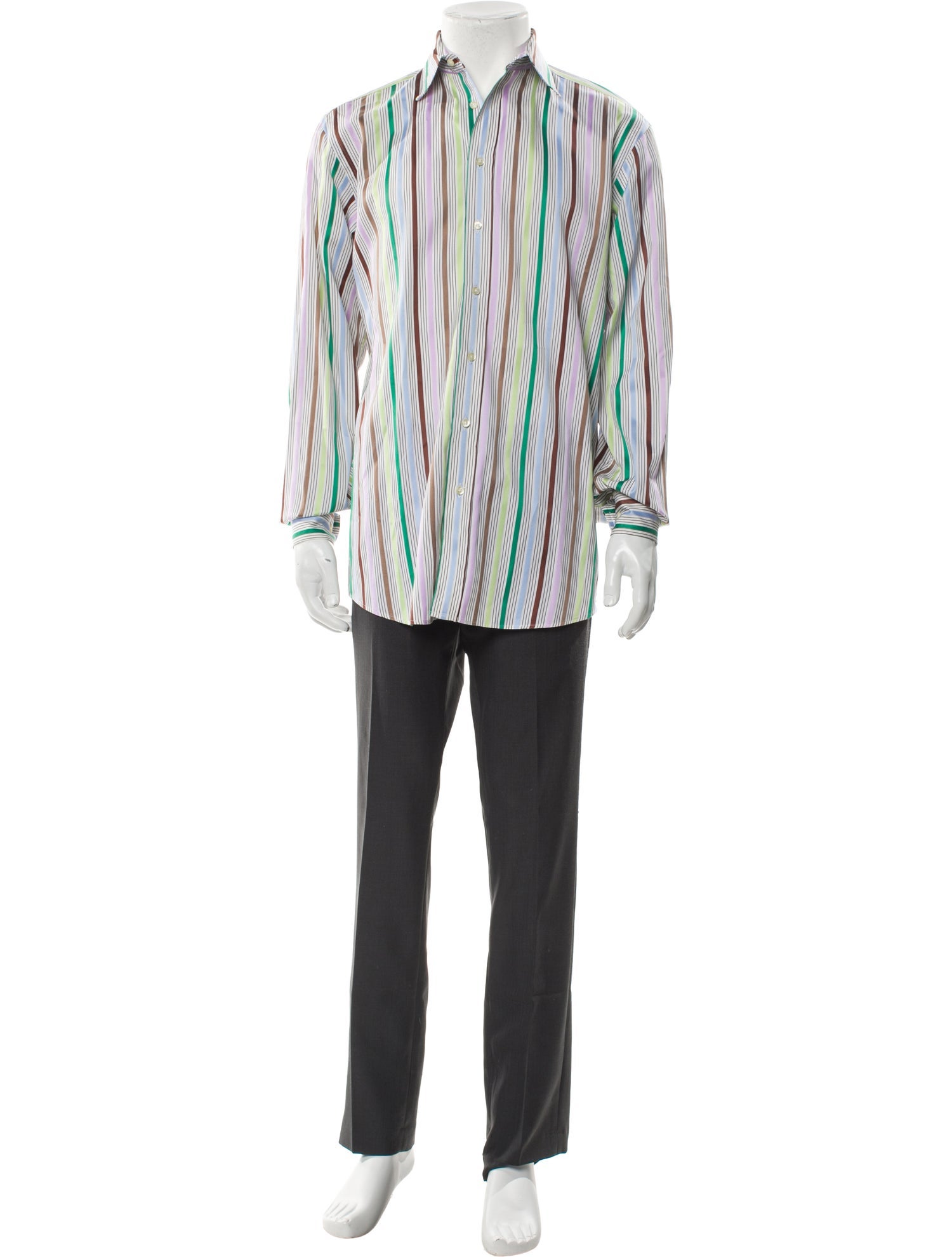 Etro Striped Long Sleeve Dress Shirt