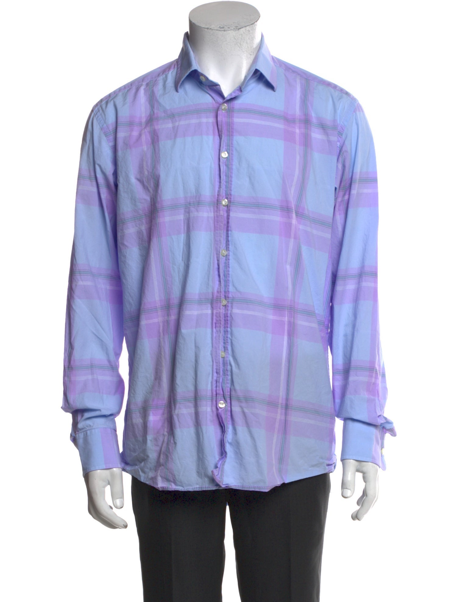 Etro Plaid Print Long Sleeve Dress Shirt