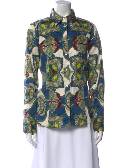 Etro Printed Long Sleeve Button-Up Top