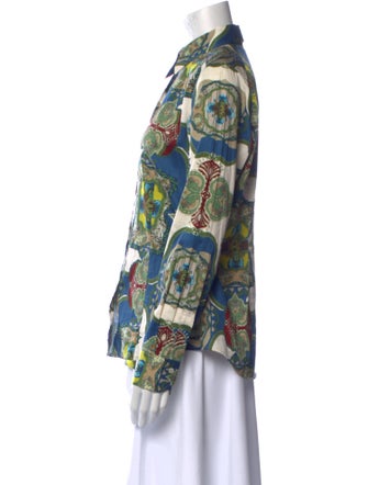 Etro Printed Long Sleeve Button-Up Top