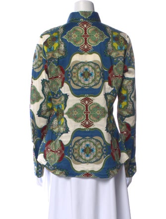 Etro Printed Long Sleeve Button-Up Top