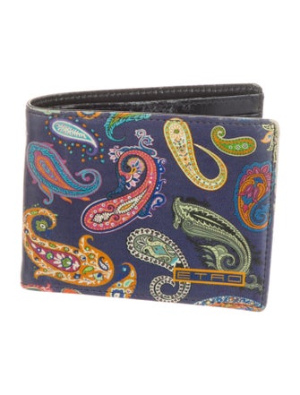 Etro Leather Paisley Print Bifold Wallet