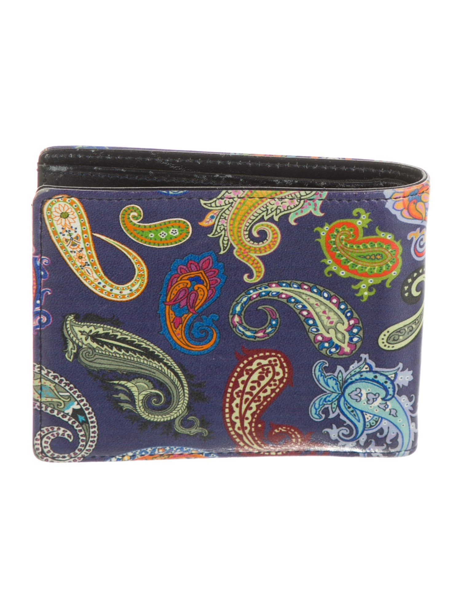 Etro Leather Paisley Print Bifold Wallet