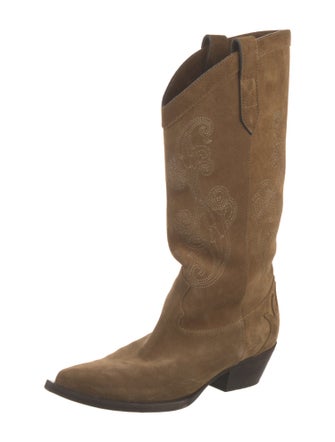 Etro Suede Embroidered Accent Western Boots