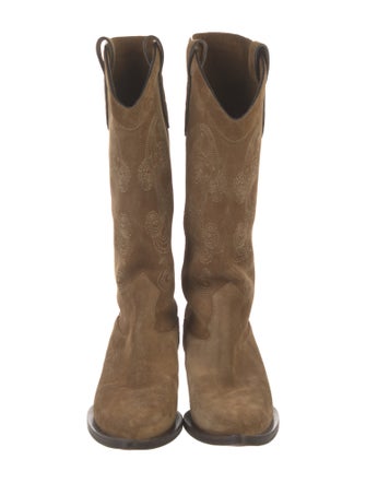 Etro Suede Embroidered Accent Western Boots