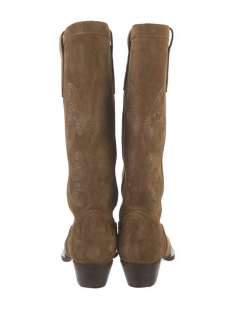 Etro Suede Embroidered Accent Western Boots