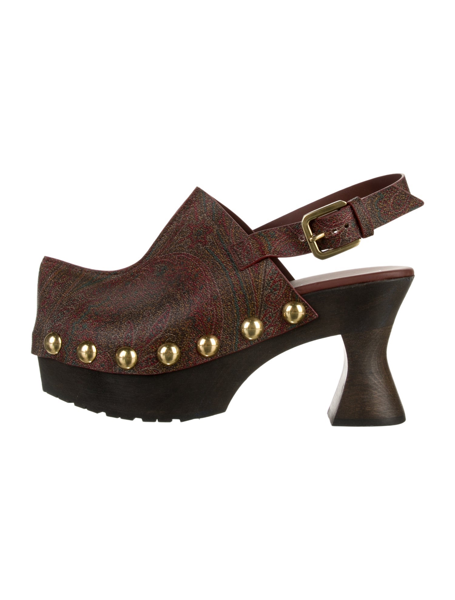 Etro Leather Paisley Print Slingback Pumps