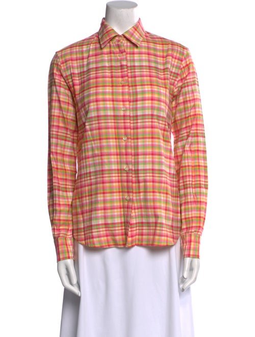 Etro Plaid Print Long Sleeve Button-Up Top