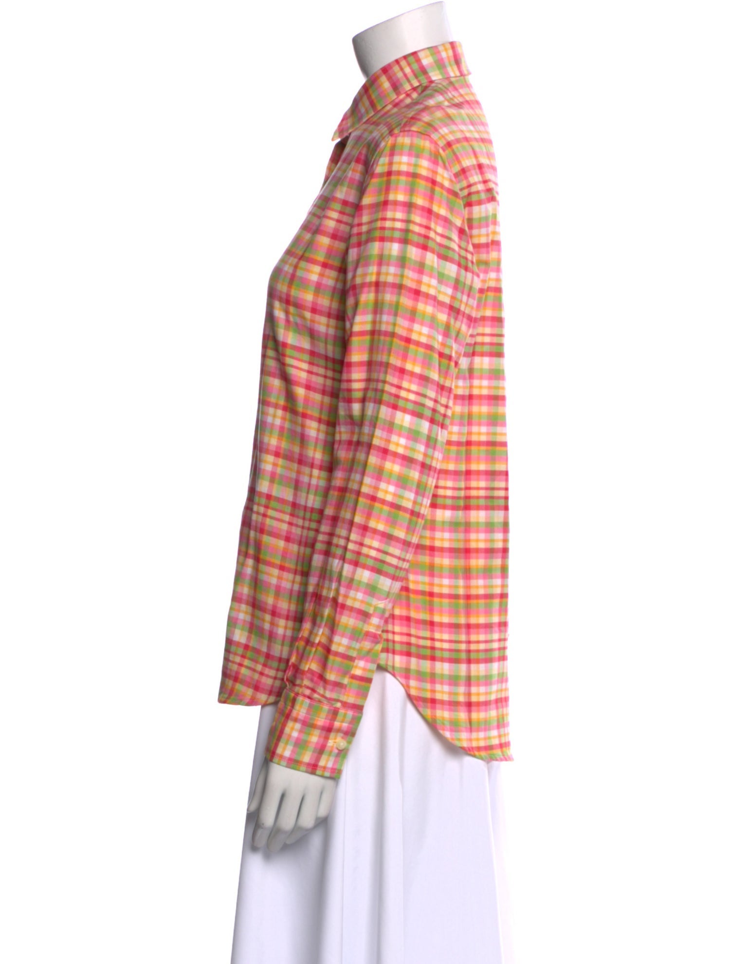 Etro Plaid Print Long Sleeve Button-Up Top