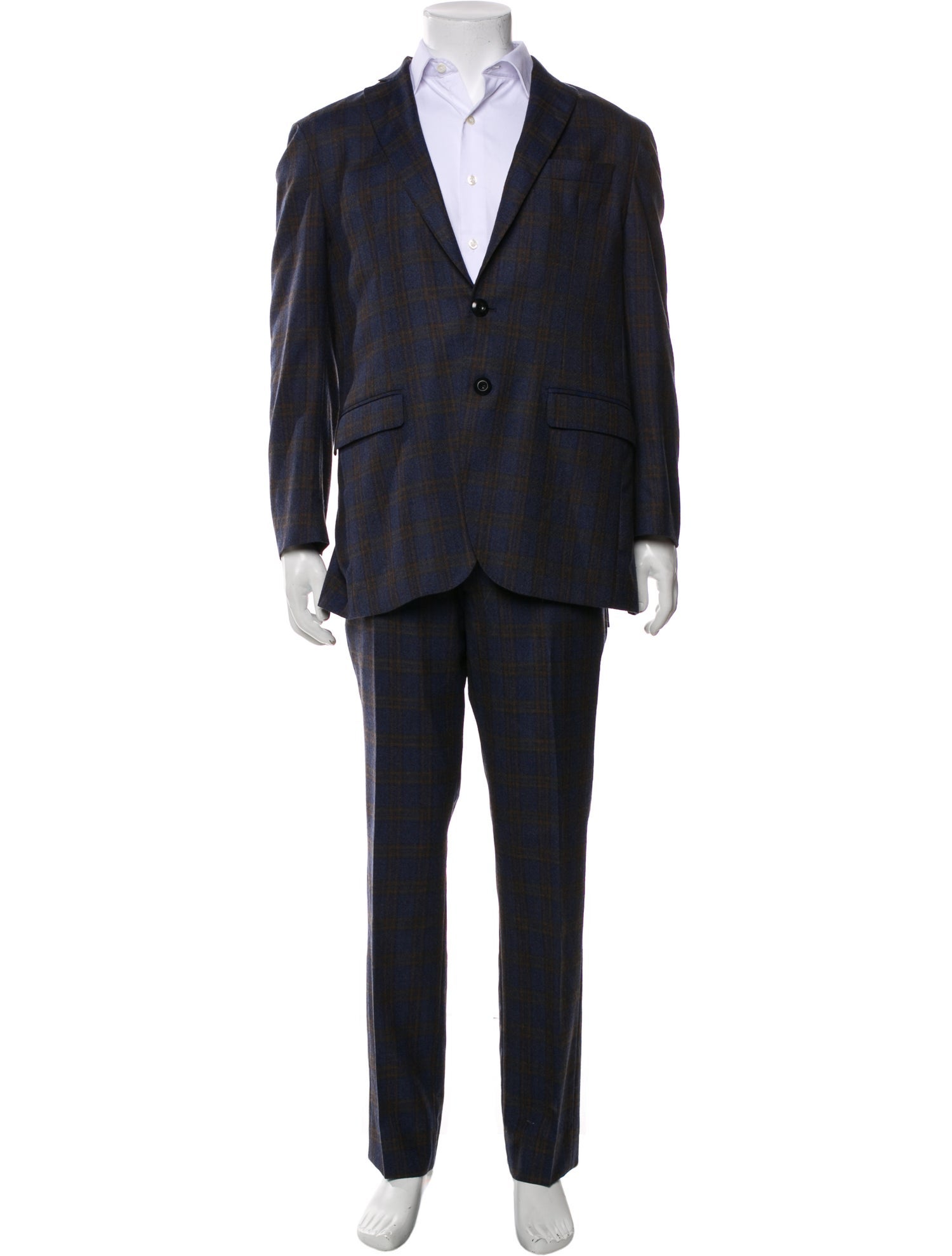 Etro Wool Plaid Print Two-Piece Suit
