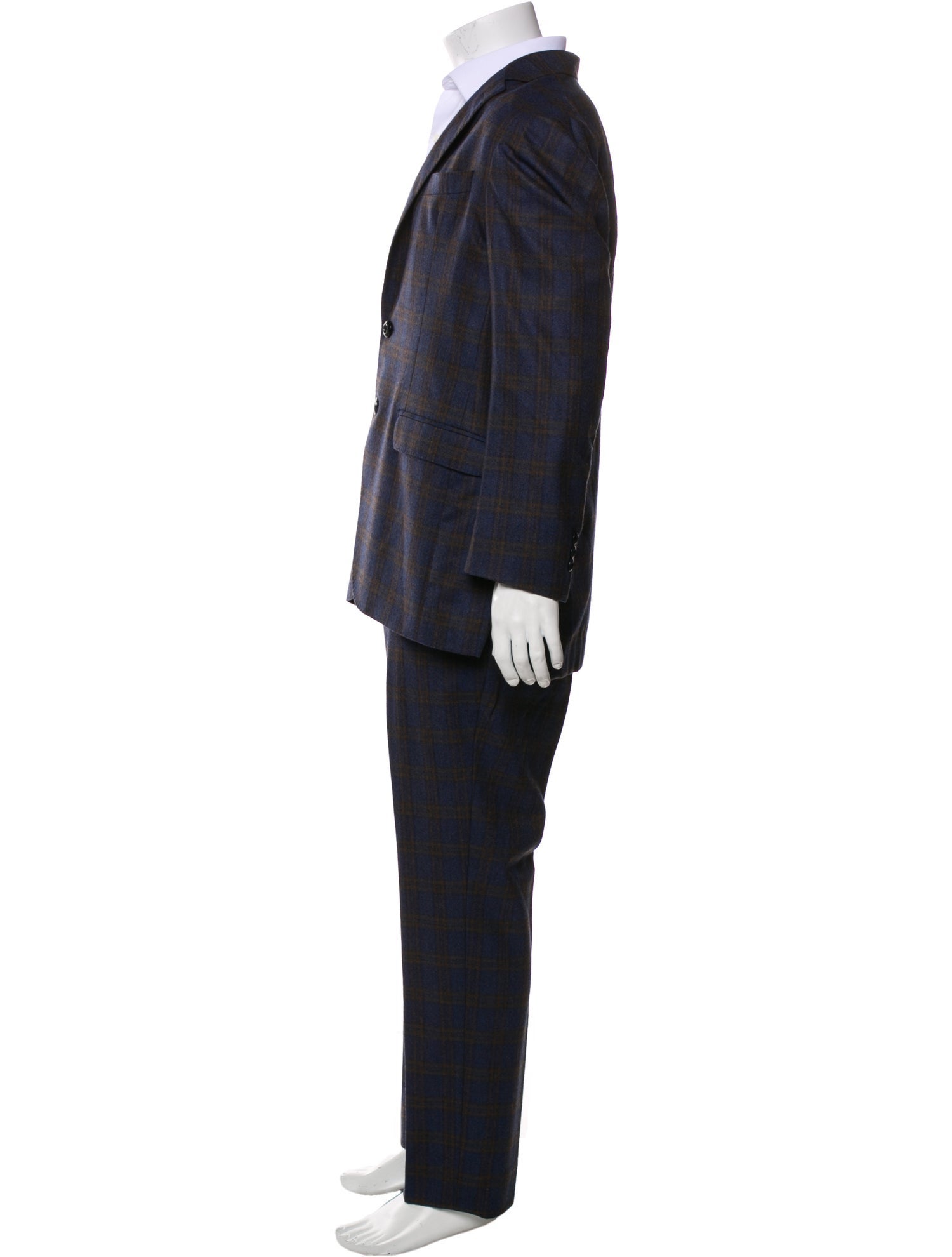 Etro Wool Plaid Print Two-Piece Suit