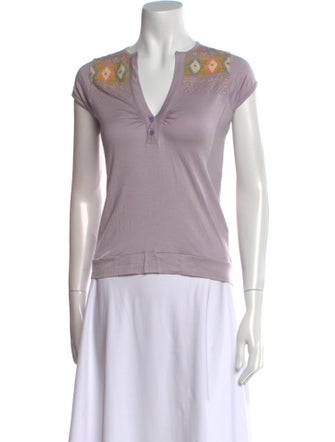 Etro V-Neck Short Sleeve Top