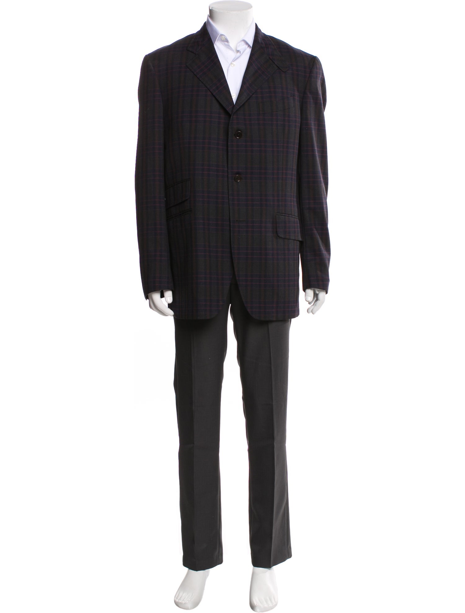 Etro Wool Plaid Print Blazer