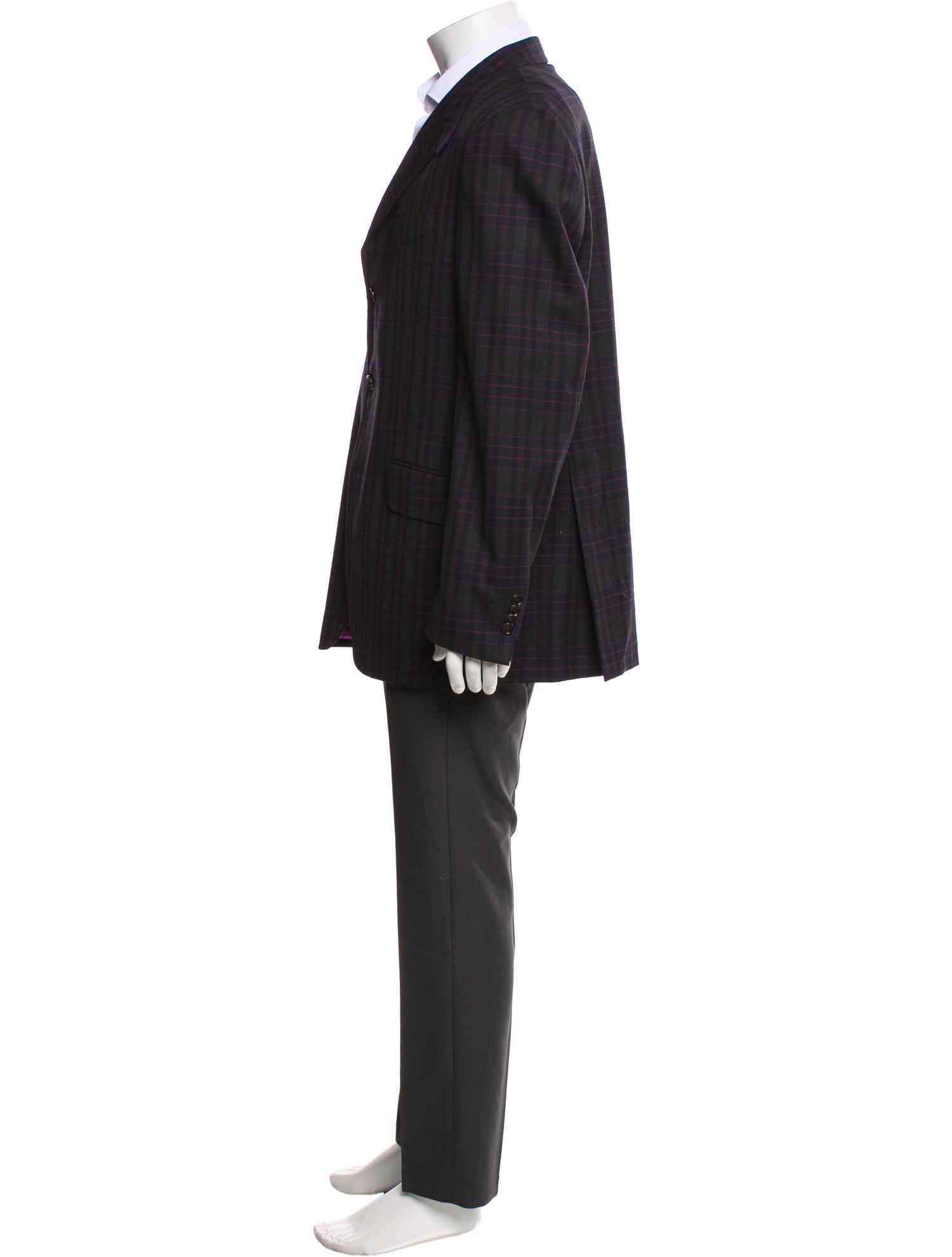 Etro Wool Plaid Print Blazer