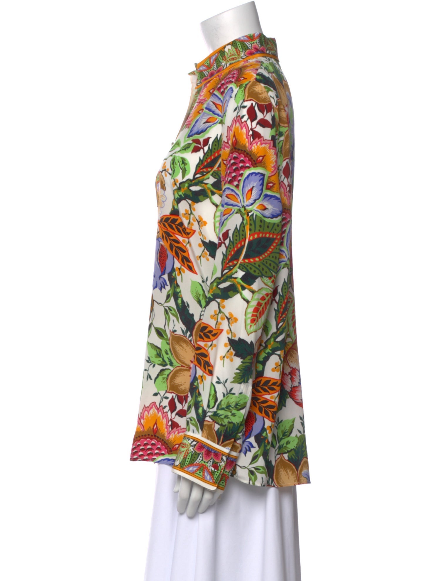 Etro Silk Floral Print Button-Up Top