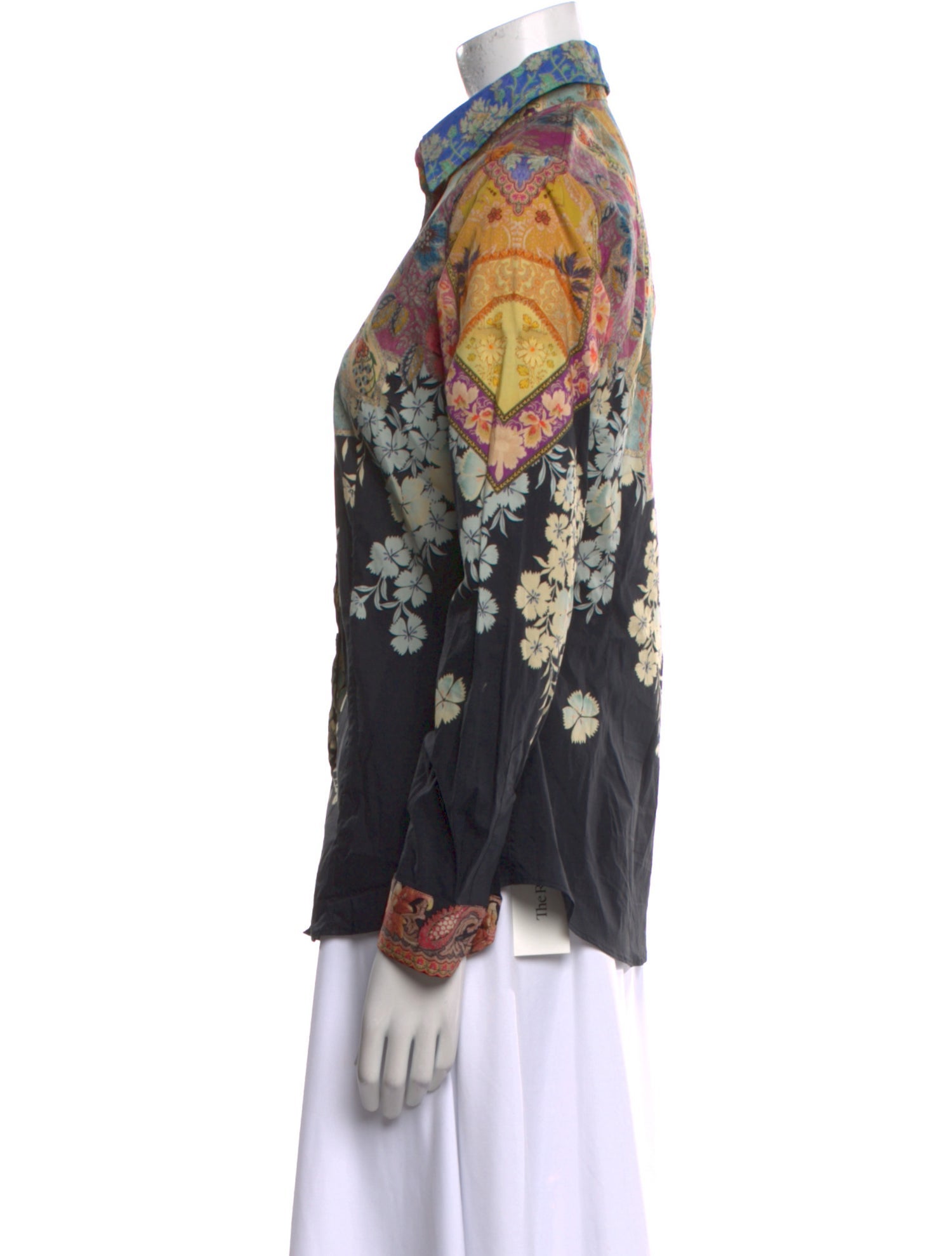 Etro Floral Print Long Sleeve Button-Up Top