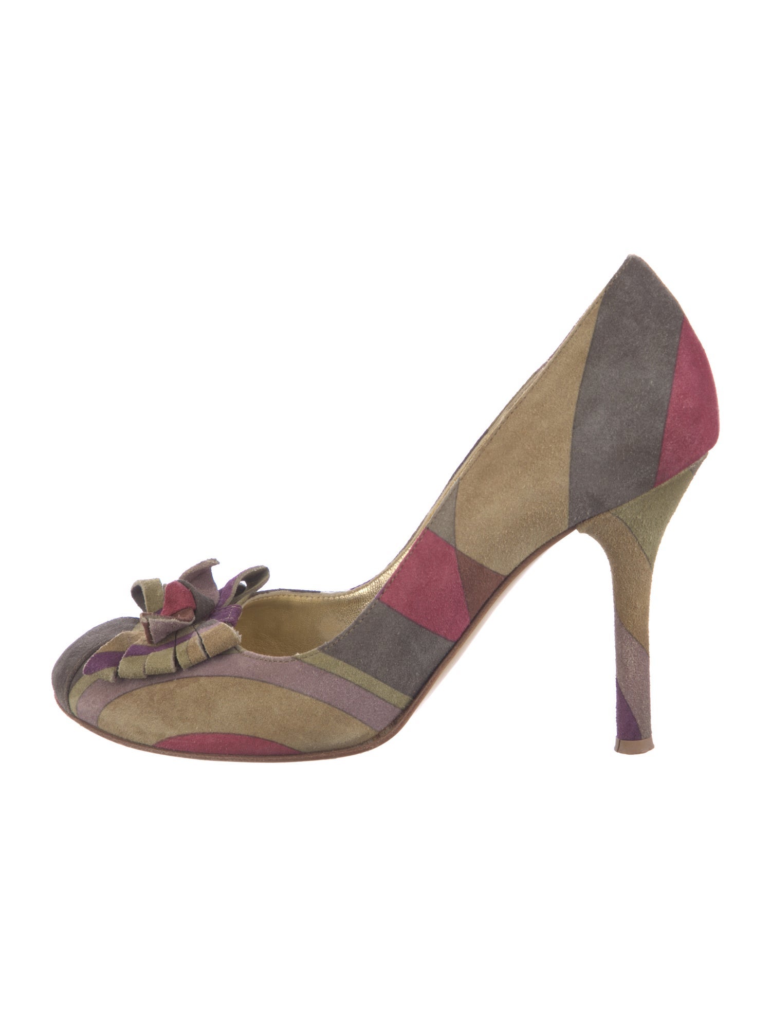 Etro Suede Printed D'Orsay Pumps