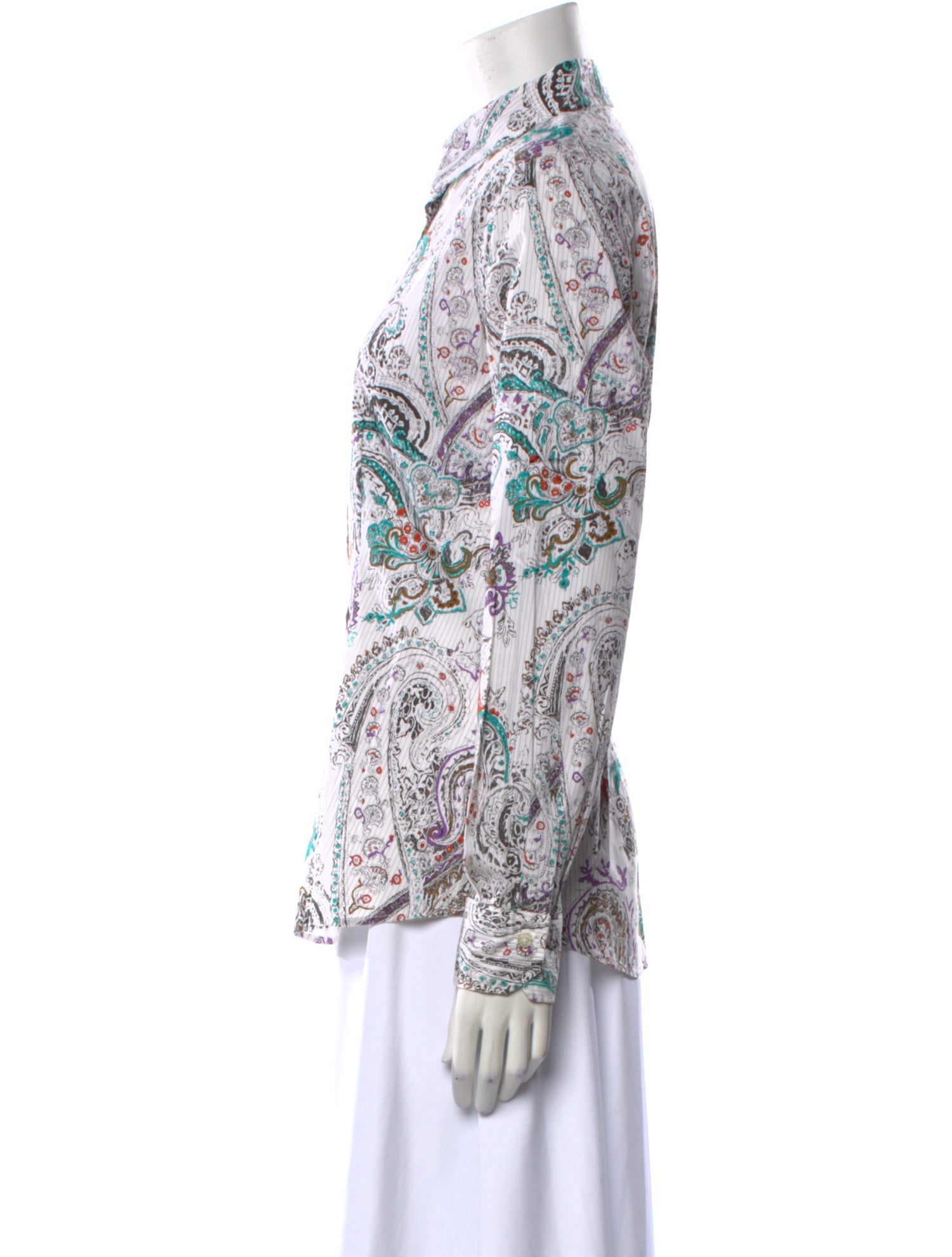 Etro Paisley Print Long Sleeve Button-Up Top