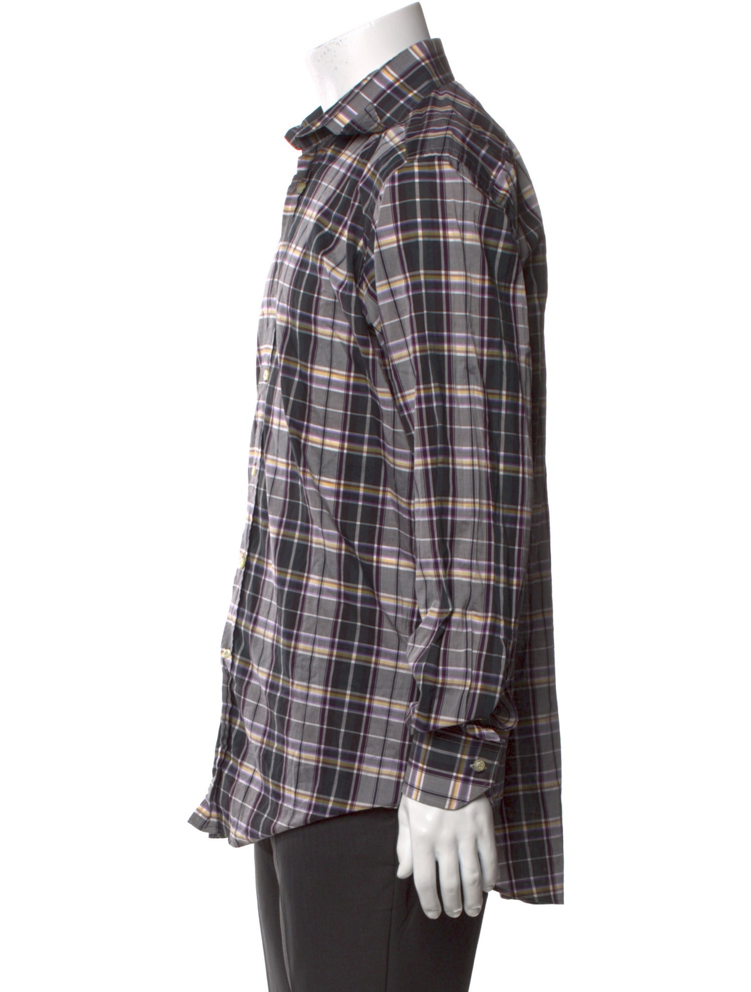 Etro Plaid Print Long Sleeve Shirt