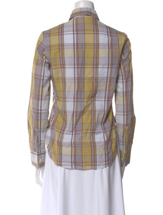 Etro Plaid Print Long Sleeve Button-Up Top