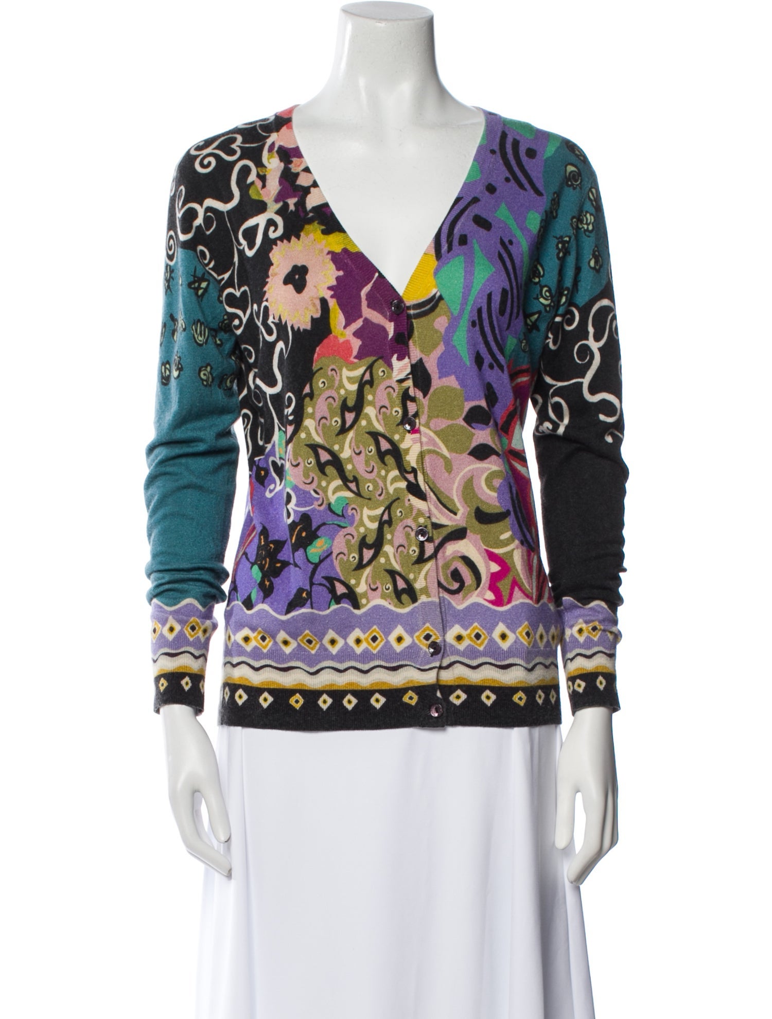 Etro Printed V-Neck Sweater
