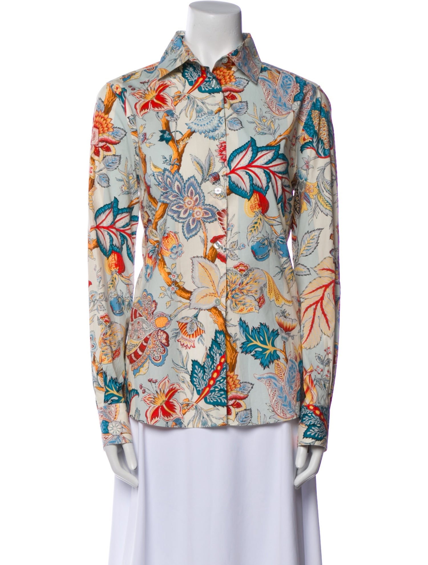 Etro Printed Long Sleeve Button-Up Top